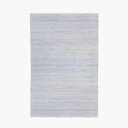 Aqua, blue and white chevron indoor outdoor rug