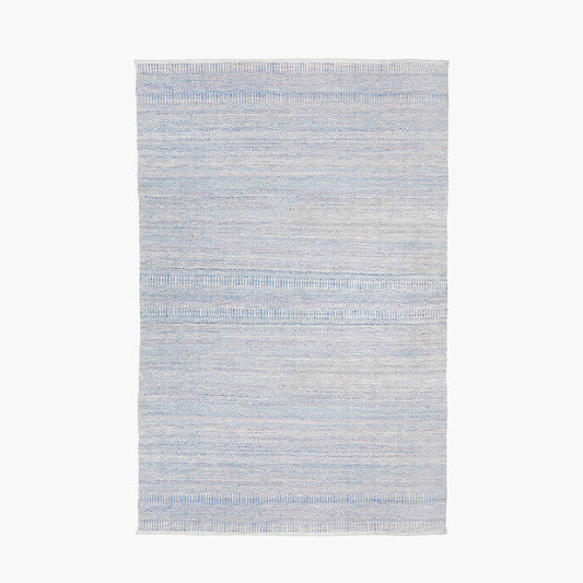Aqua, blue and white chevron indoor outdoor rug