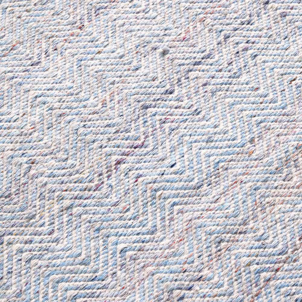 Aqua, blue and white chevron indoor outdoor rug