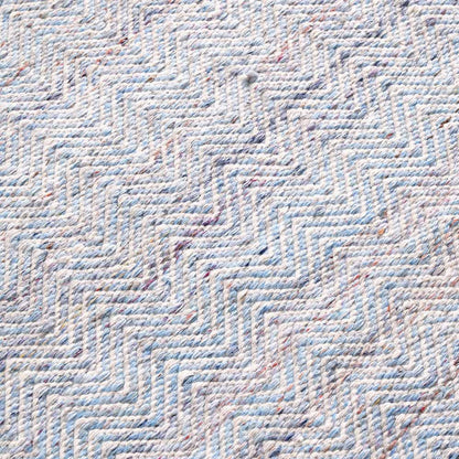 Aqua, blue and white chevron indoor outdoor rug