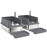 Stainless Steel Litter Boxes, 2-Pack XL High-Sided Pans with Steps and Scoops, Dark Gray — product view