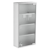 Lockable Medicine Cabinet, 12" x 24", 4 Tier, Stainless Steel, Bathroom Wall Box with Shelves — product view
