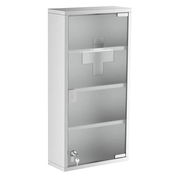 Lockable Medicine Cabinet, 12" x 24", 4 Tier, Stainless Steel, Bathroom Wall Box with Shelves — product view