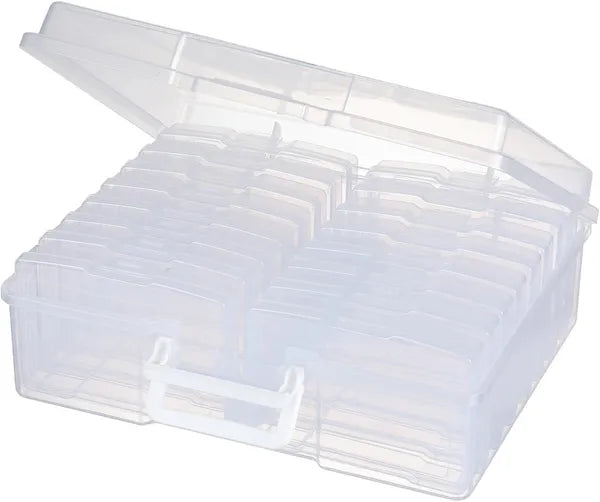 4" x 6" Photo Storage Box with Handle, 16 Inner Photo Cases, Portable Picture Organizer, Clear — product view