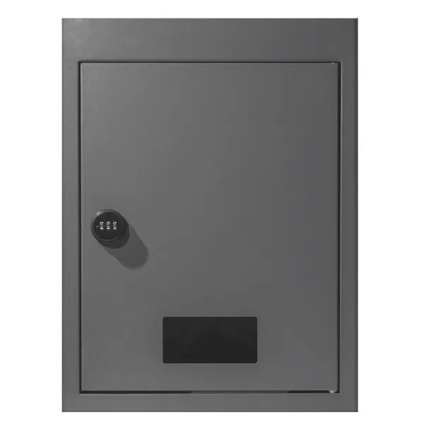 Through-the-Wall Mail Drop Box, Steel with Combination Lock, Dark Gray — product-only view