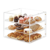 Bakery Display Case, 3-Tier Clear Acrylic Countertop Pastry Case with Flip-Up Door, 13 x 10.2 x 10.2 in — product-only view