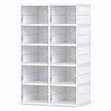 Shoe Storage Boxes, 10-Pack Foldable Plastic with Clear Front Doors, White — product-only view