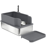 Pine Pellet Litter Box, Stainless Steel Sifting Tray System with Scoop and 10 Pee Pads — product-only view