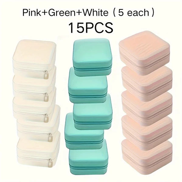 Travel Jewelry Boxes, 15-Pack Mini PU Leather Cases for Rings and Earrings — product view