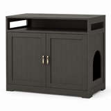Litter Box Enclosure, Two-Door Indoor Cat Cabinet, Espresso — product-only view