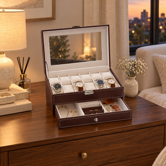 12 Watch & Jewelry Case — collection in context; styled contents not included