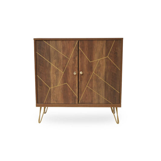 Two-door sideboard with a wood-veneer look and metal legs