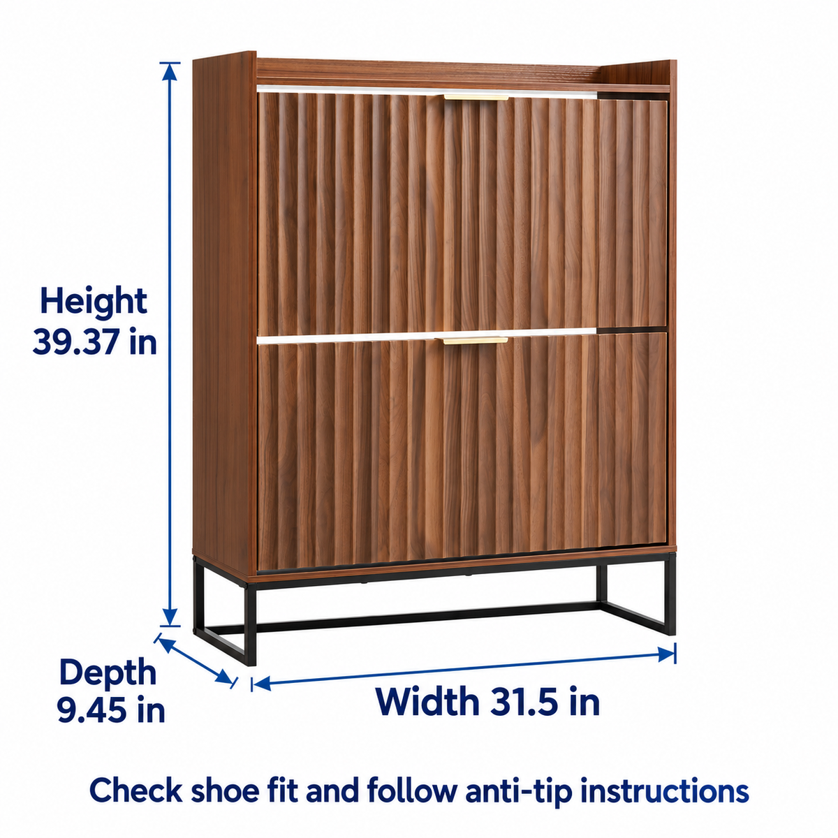 Assembled shoe cabinet width, depth and height from supplier diagram