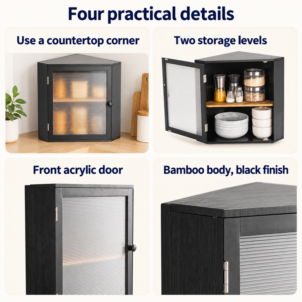 OHMM gallery v2 10 / 3 / four practical details — CORNER BREAD Box with Acrylic Door, Bamboo, Double-Layer