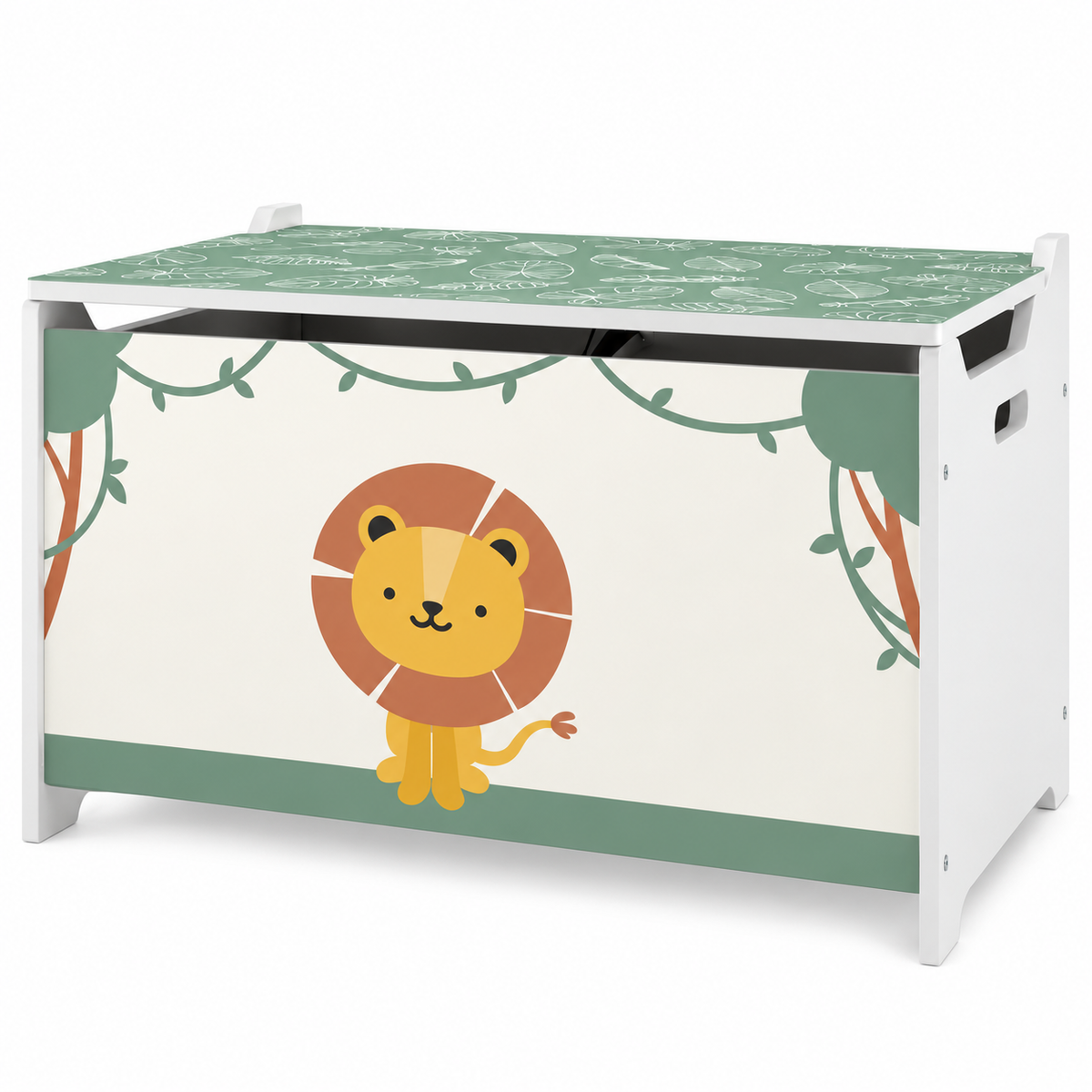 OHMM gallery v2 11 / 2 / white product-only packshot — TOY STORAGE Chest with Lid and Handles, Green Lion Design