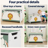 OHMM gallery v2 11 / 3 / four practical details — TOY STORAGE Chest with Lid and Handles, Green Lion Design