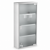 OHMM gallery v2 12 / 2 / white product-only packshot — LOCKABLE MEDICINE Cabinet, 12" x 24", 4 Tier, Stainless Steel