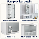OHMM gallery v2 12 / 3 / four practical details — LOCKABLE MEDICINE Cabinet, 12" x 24", 4 Tier, Stainless Steel