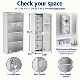 OHMM gallery v2 12 / 4 / fit and details — LOCKABLE MEDICINE Cabinet, 12" x 24", 4 Tier, Stainless Steel
