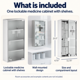 OHMM gallery v2 12 / 5 / package contents — LOCKABLE MEDICINE Cabinet, 12" x 24", 4 Tier, Stainless Steel