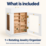 OHMM gallery v2 13 / 5 / package contents — ROTATING JEWELRY Organizer with Magnetic Door, White
