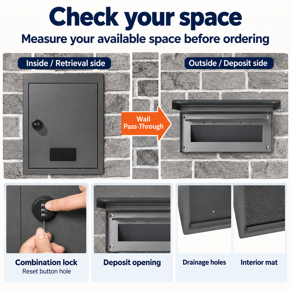 OHMM gallery v2 15 / 4 / fit and details — STEEL THROUGH-THE-WALL Mail Drop Box