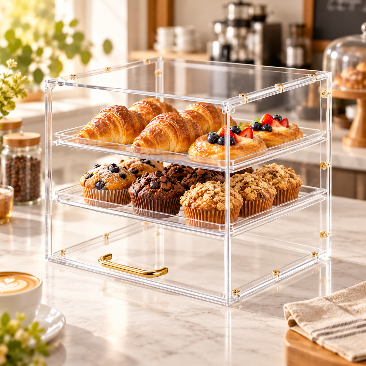 OHMM gallery v2 16 / 1 / lifestyle — BAKERY DISPLAY Case, 2-Level Clear Acrylic with Flip-Up Door