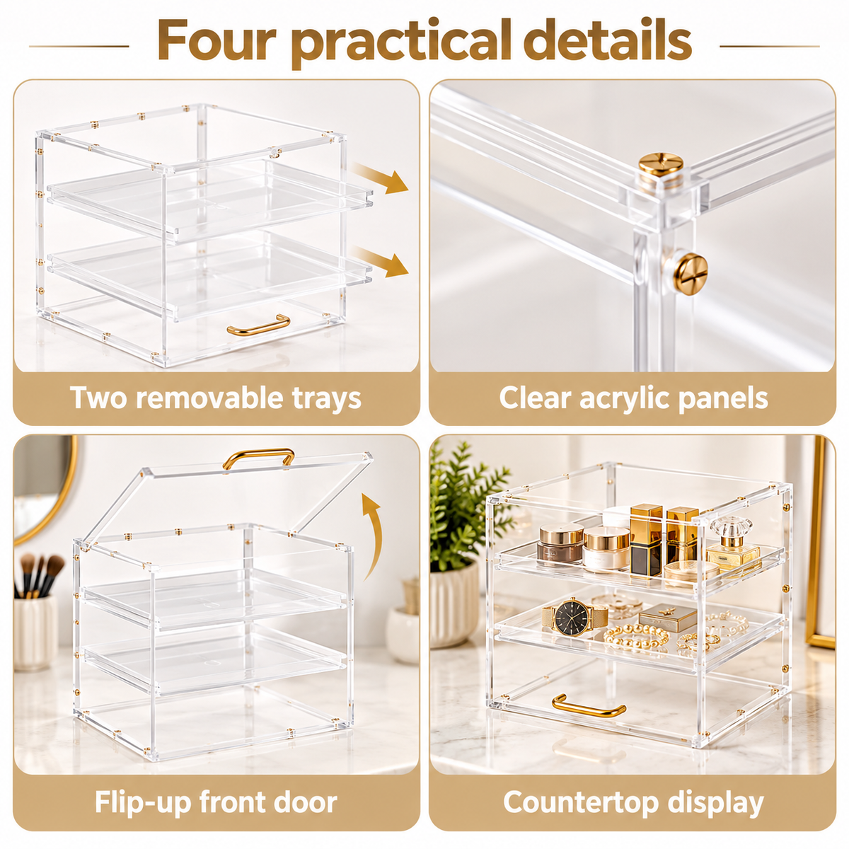 OHMM gallery v2 16 / 3 / four practical details — BAKERY DISPLAY Case, 2-Level Clear Acrylic with Flip-Up Door