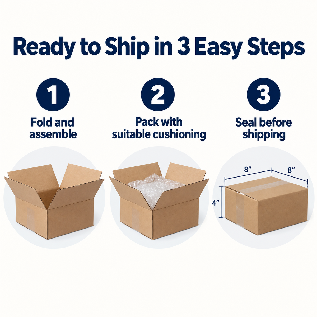 OHMM gallery v2 18 / 6 / everyday setup — 100 PACK 8 x 8 x 4 Inch Brown Corrugated Shipping Boxes