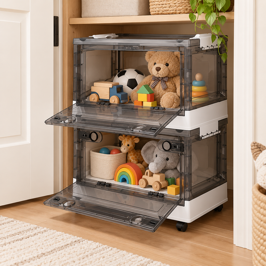 OHMM gallery v2 2 / 1 / lifestyle — 2 PACK Foldable Storage Bins with Doors and Wheels
