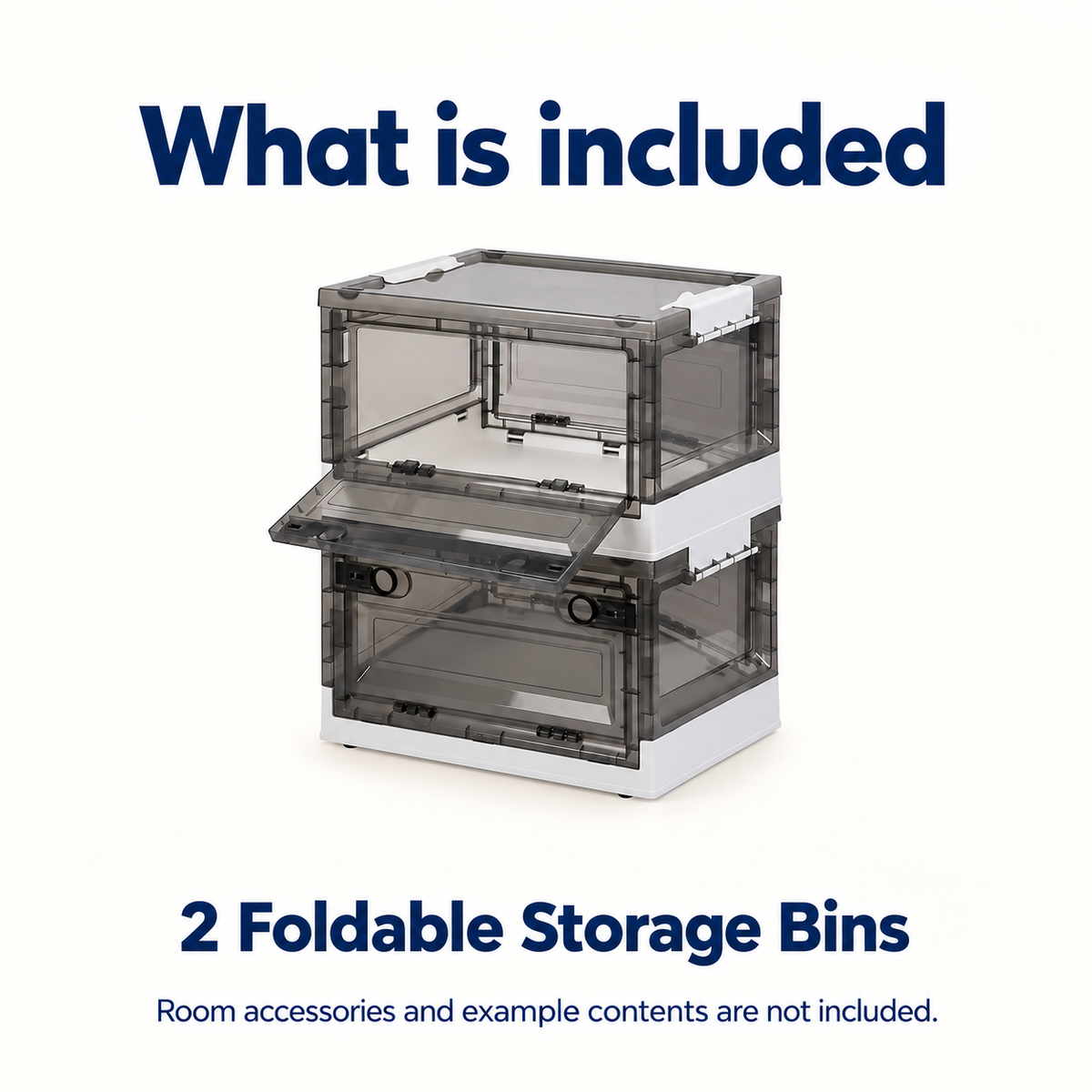 OHMM gallery v2 2 / 5 / package contents — 2 PACK Foldable Storage Bins with Doors and Wheels