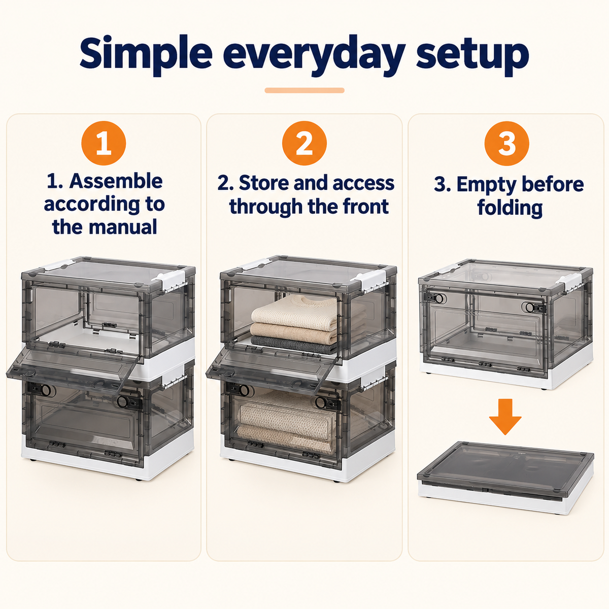 OHMM gallery v2 2 / 6 / everyday setup — 2 PACK Foldable Storage Bins with Doors and Wheels