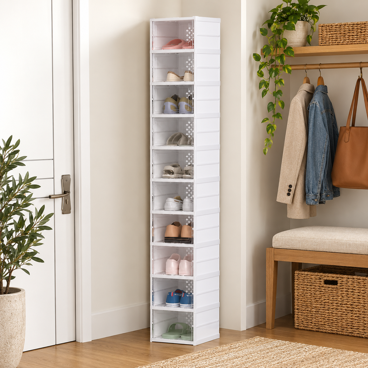 OHMM gallery v2 20 / 1 / lifestyle — 10 PACK Stackable Plastic Shoe Boxes with Clear Doors