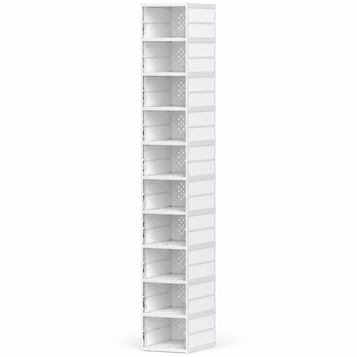 OHMM gallery v2 20 / 2 / white product-only packshot — 10 PACK Stackable Plastic Shoe Boxes with Clear Doors