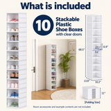 OHMM gallery v2 20 / 5 / package contents — 10 PACK Stackable Plastic Shoe Boxes with Clear Doors