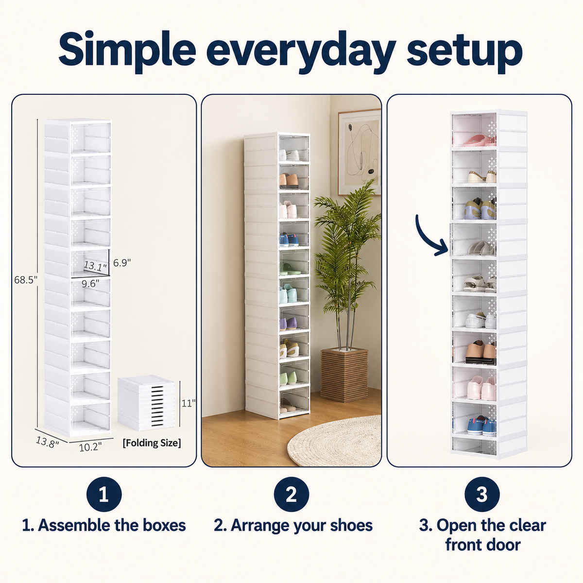 OHMM gallery v2 20 / 6 / everyday setup — 10 PACK Stackable Plastic Shoe Boxes with Clear Doors