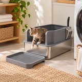 OHMM gallery v2 3 / 1 / lifestyle — STAINLESS STEEL Sifting Litter Box for Pine Pellets