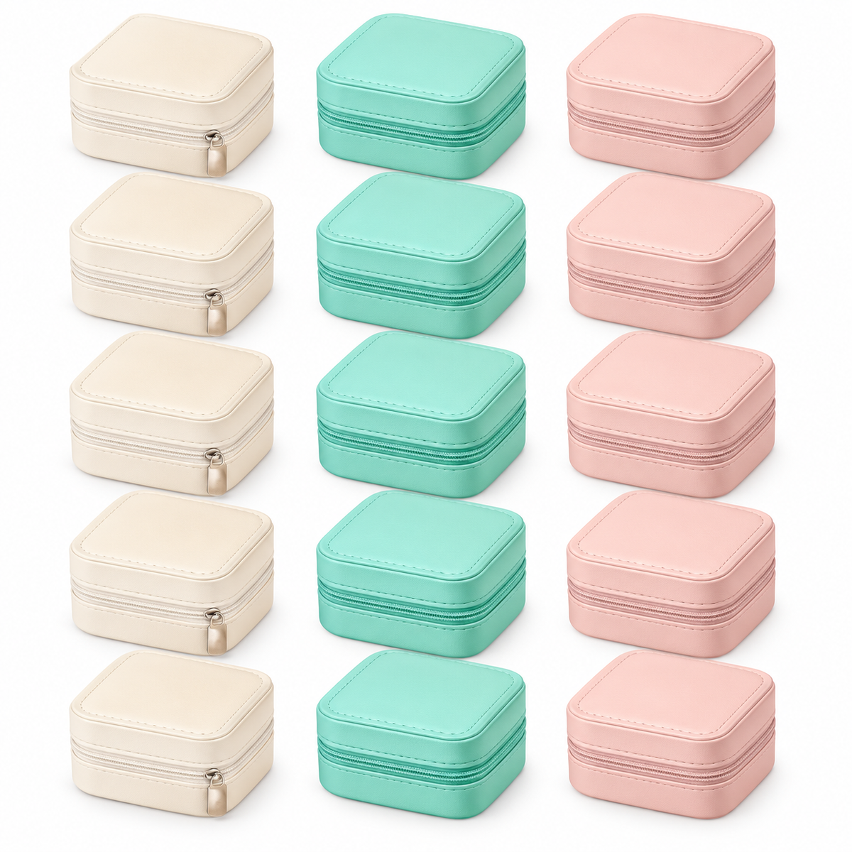 OHMM gallery v2 4 / 2 / white product-only packshot — MINI PU Leather Travel Jewelry Boxes, 15-Pack