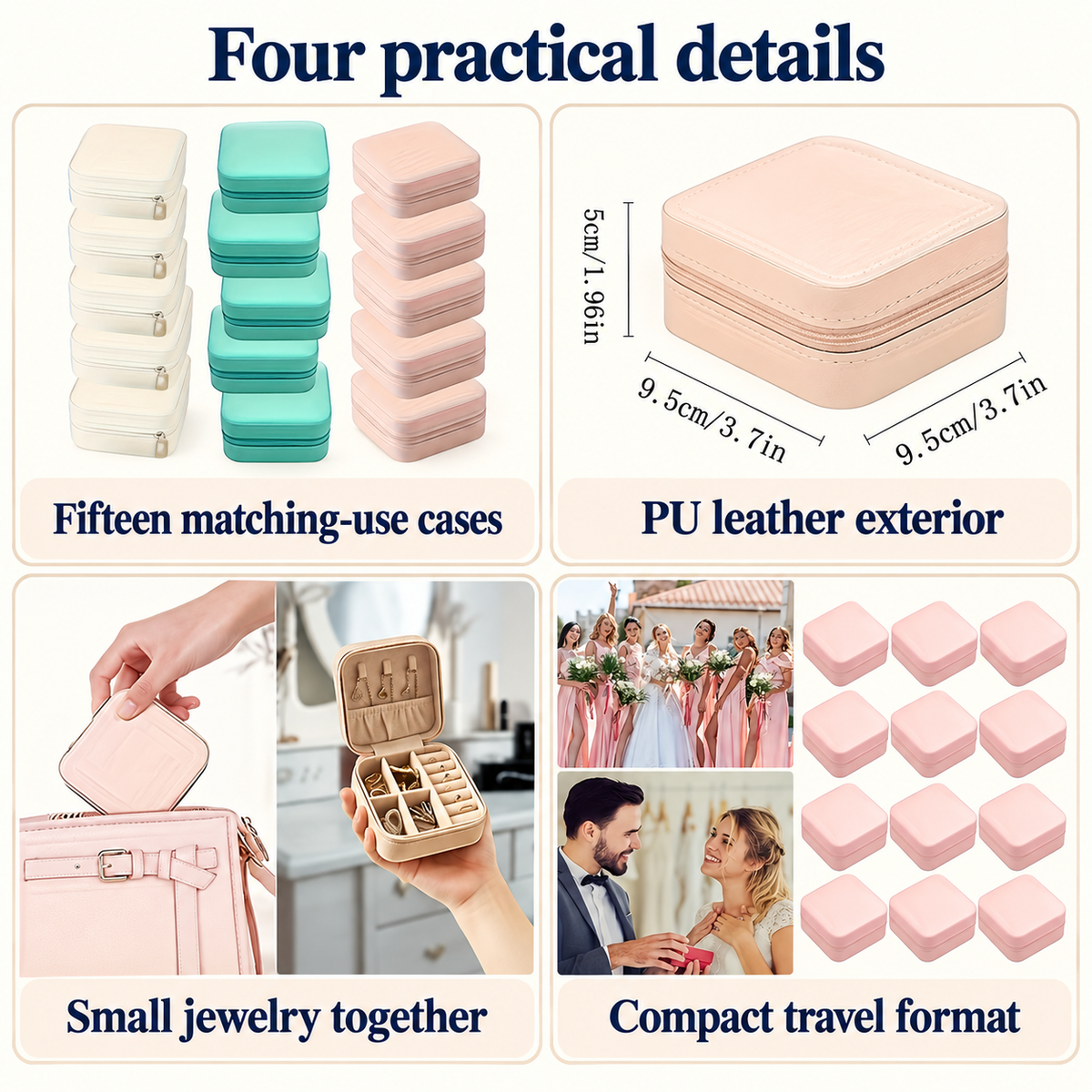 OHMM gallery v2 4 / 3 / four practical details — MINI PU Leather Travel Jewelry Boxes, 15-Pack