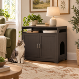 OHMM gallery v2 7 / 1 / lifestyle — TWO-DOOR LITTER Box Enclosure, Espresso
