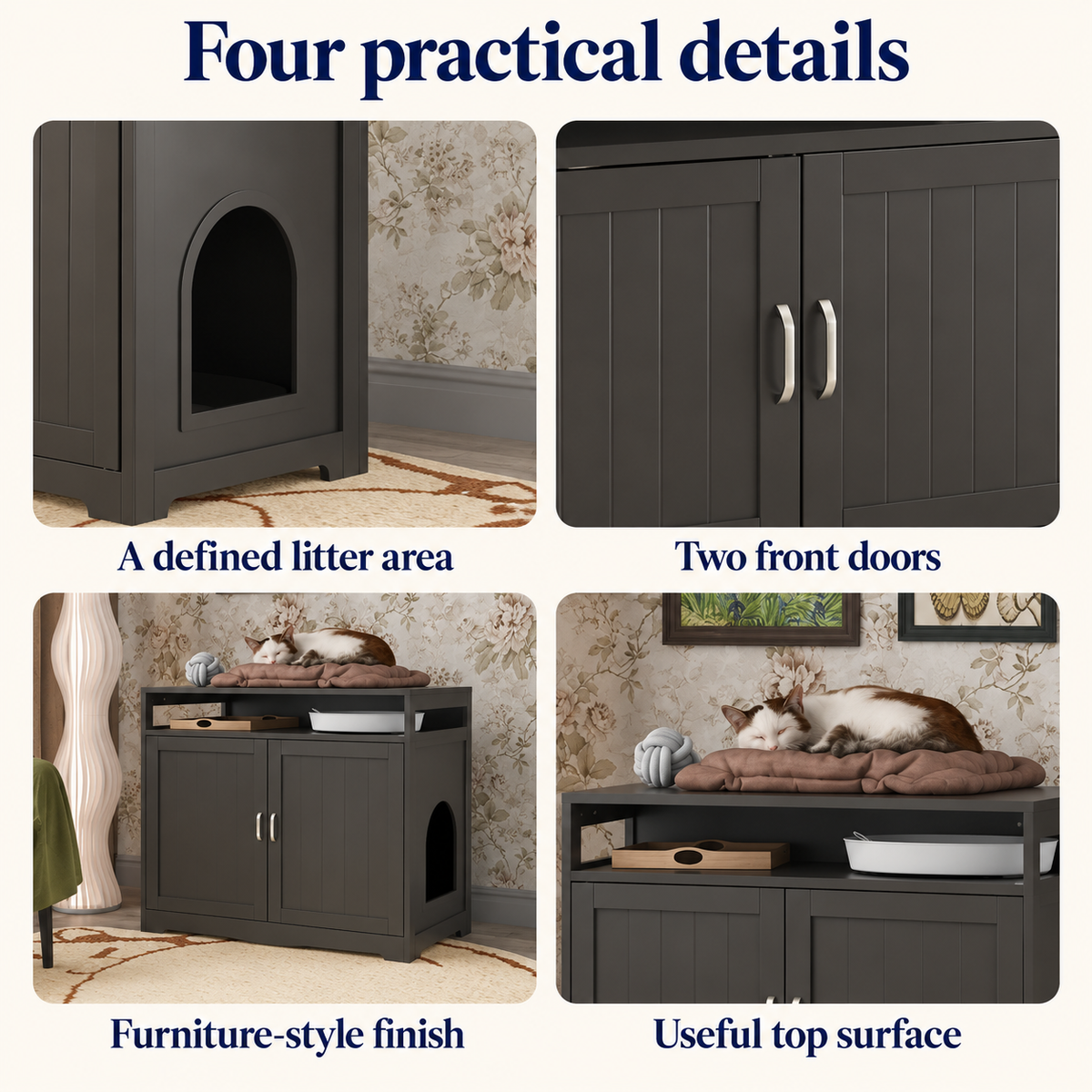 OHMM gallery v2 7 / 3 / four practical details — TWO-DOOR LITTER Box Enclosure, Espresso