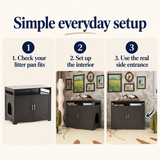 OHMM gallery v2 7 / 6 / everyday setup — TWO-DOOR LITTER Box Enclosure, Espresso