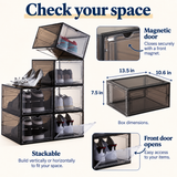 OHMM gallery v2 9 / 4 / fit and details — SET OF 6 Clear Stackable Shoe Boxes with Magnetic Doors