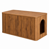 Fluted walnut-finish MDF litter enclosure with no front handles on white