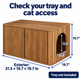 Exterior litter enclosure dimensions and side entry size; tray not included