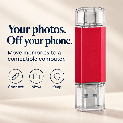 Your photos off your phone with the red photo backup drive