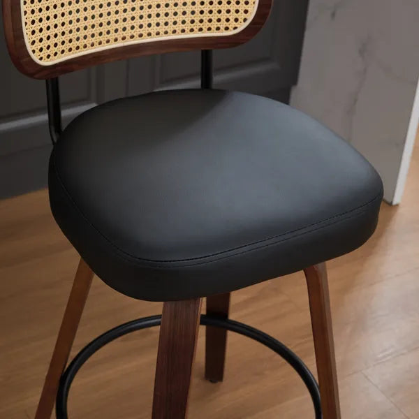 Set of 2 Rattan Swivel Counter Stools 26 Inch Walnut view 11