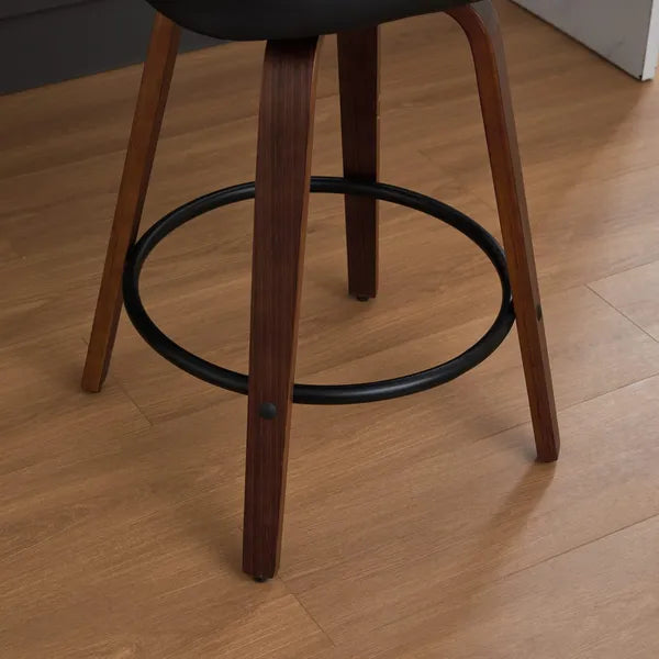 Set of 2 Rattan Swivel Counter Stools 26 Inch Walnut view 12