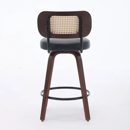 Set of 2 Rattan Swivel Counter Stools 26 Inch Walnut view 6