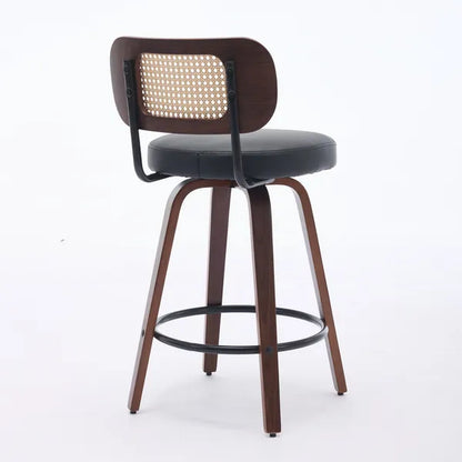 Set of 2 Rattan Swivel Counter Stools 26 Inch Walnut view 5